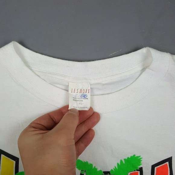 Vtg 90s Hawaii T-Shirt XL Neon Spell Out Protect - Picture 5 of 11